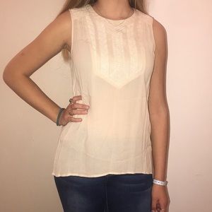 Cream/Tan Contemporary Tank Top